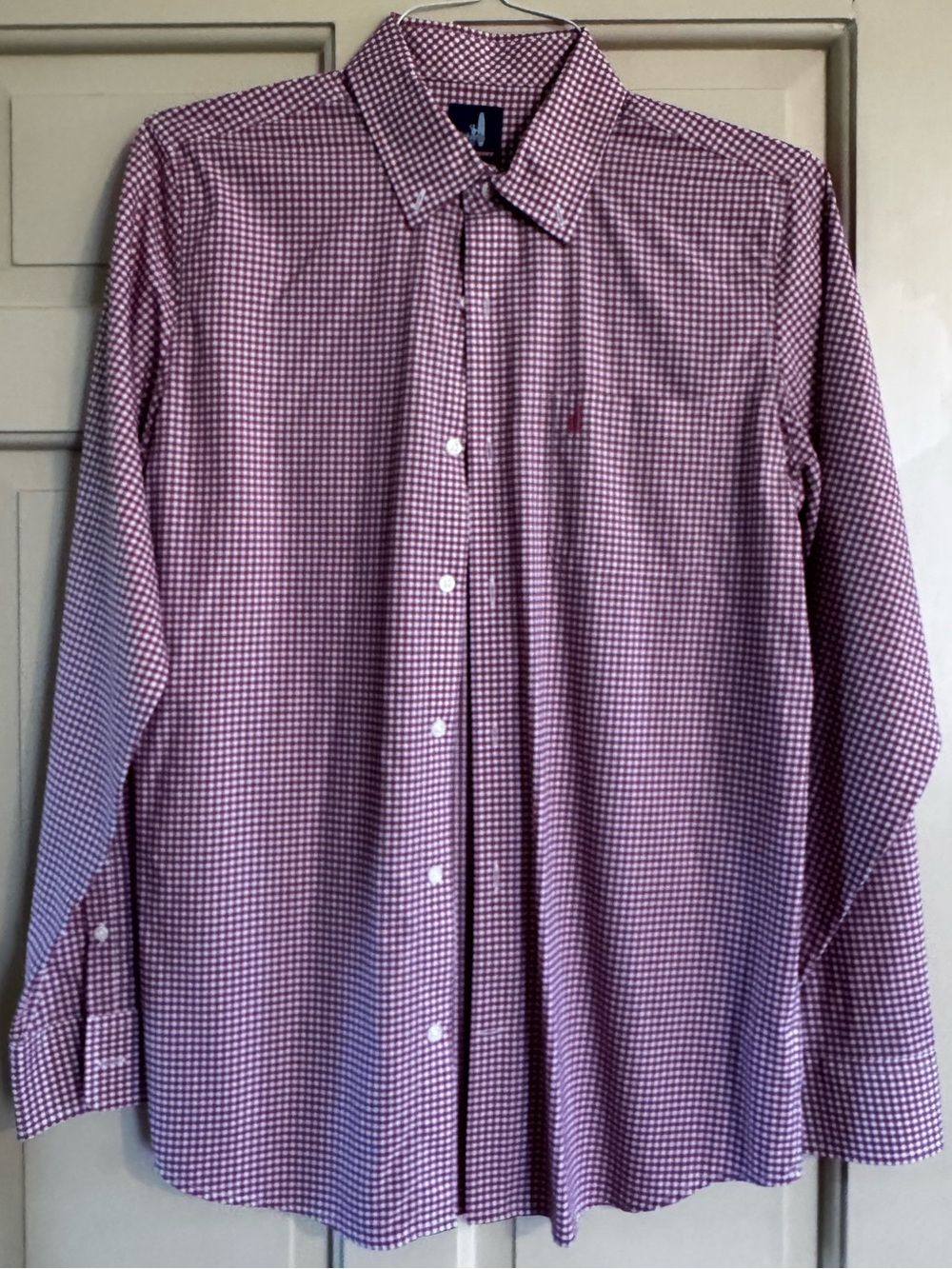 Boys Long-Sleeve Light Burgundy Check Dress Shirt